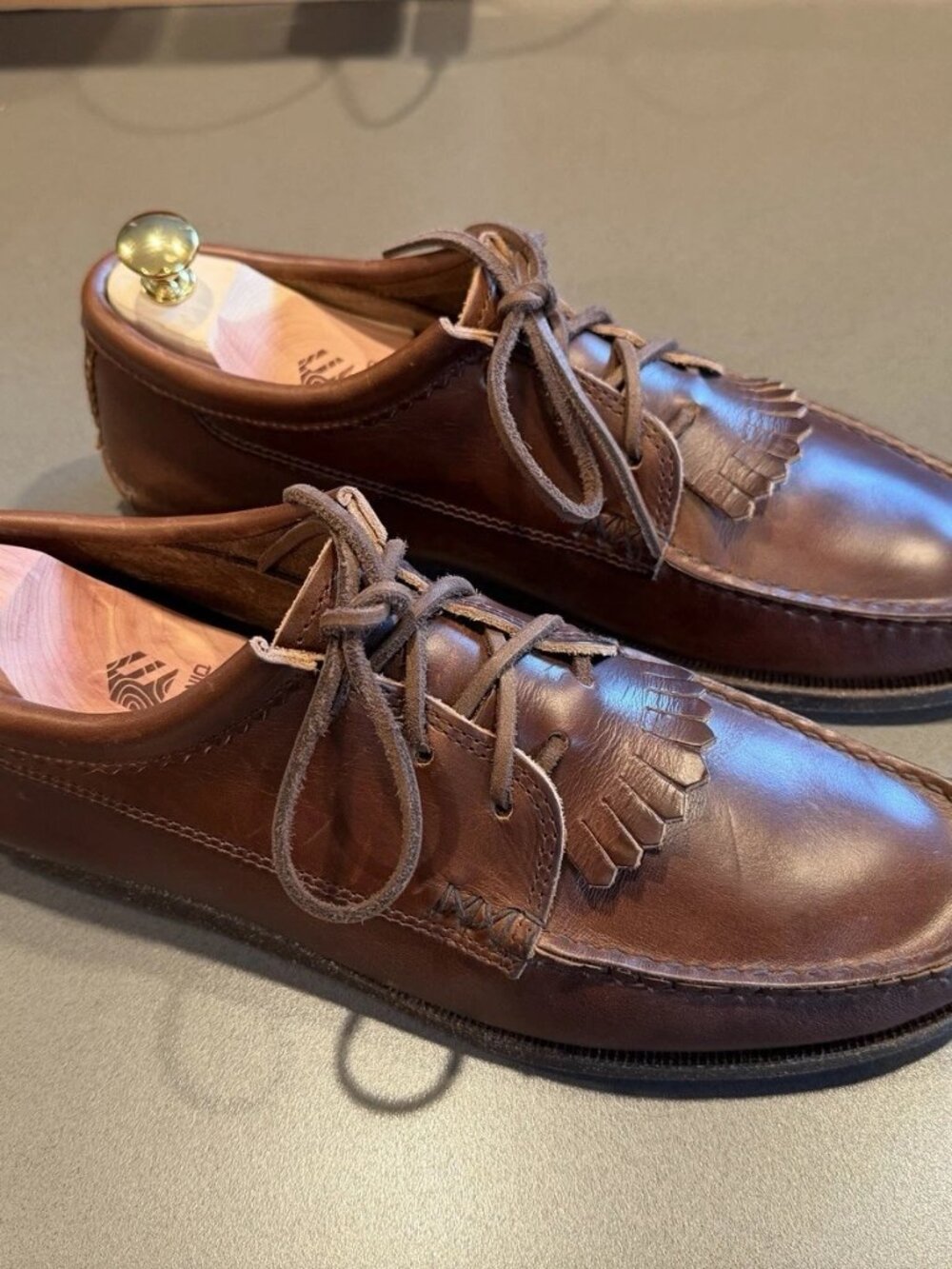 Yuketen Men's Blucher with Kiltie with Camp Sole in G Brown - Size 11E